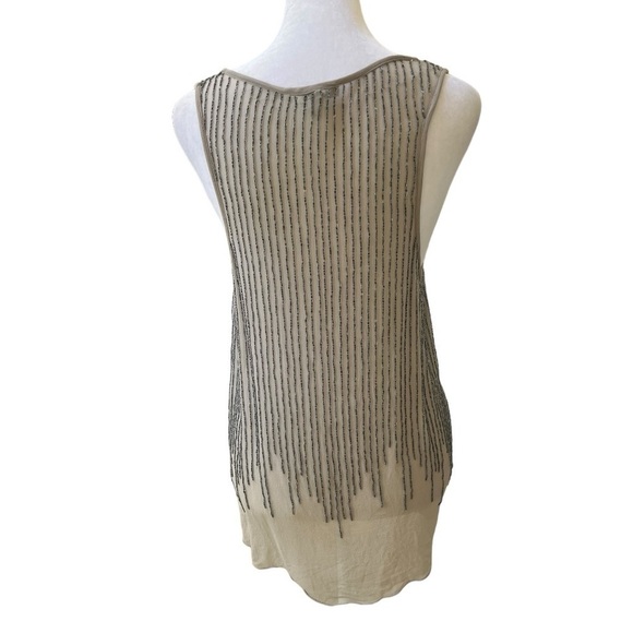 Joie Silk Caviar Intricate Beaded Tank in Color Opal/Taupe Size Small - Picture 3 of 5